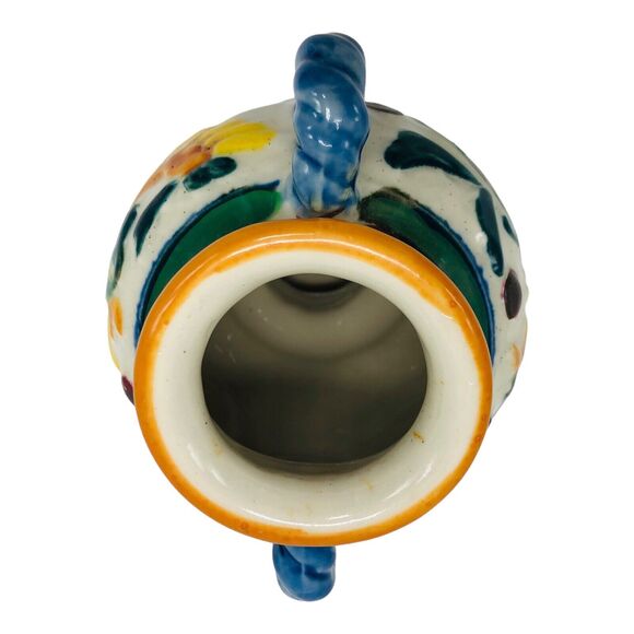 Moriyama Japanese Vase Hand Painted Bird Flower Ceramic Pottery Double Handle 6” - Picture 11 of 14